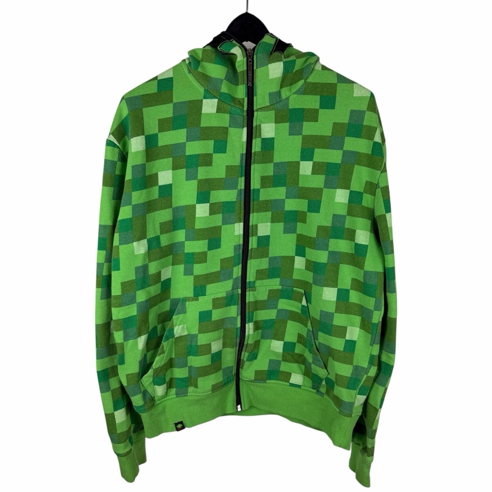 Vintage 2000s JINX Minecraft Gaming Creeper Full Zip Promo Hoodie Size M